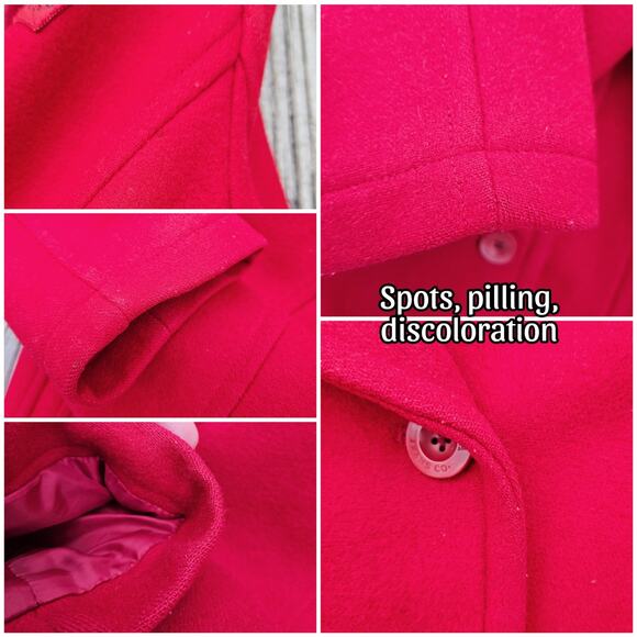 Classic Red Wool PeaCoat Nautica Size XL Double Breasted Collared Solid Color - Picture 8 of 12